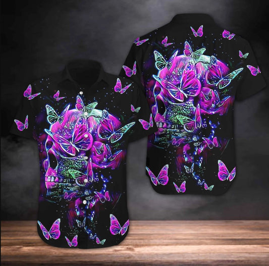 Hawaii Butterfly Skull Beach Sleeves Shirt TP31072004-Apparel-TP-SHIRT-S-Vibe Cosy™