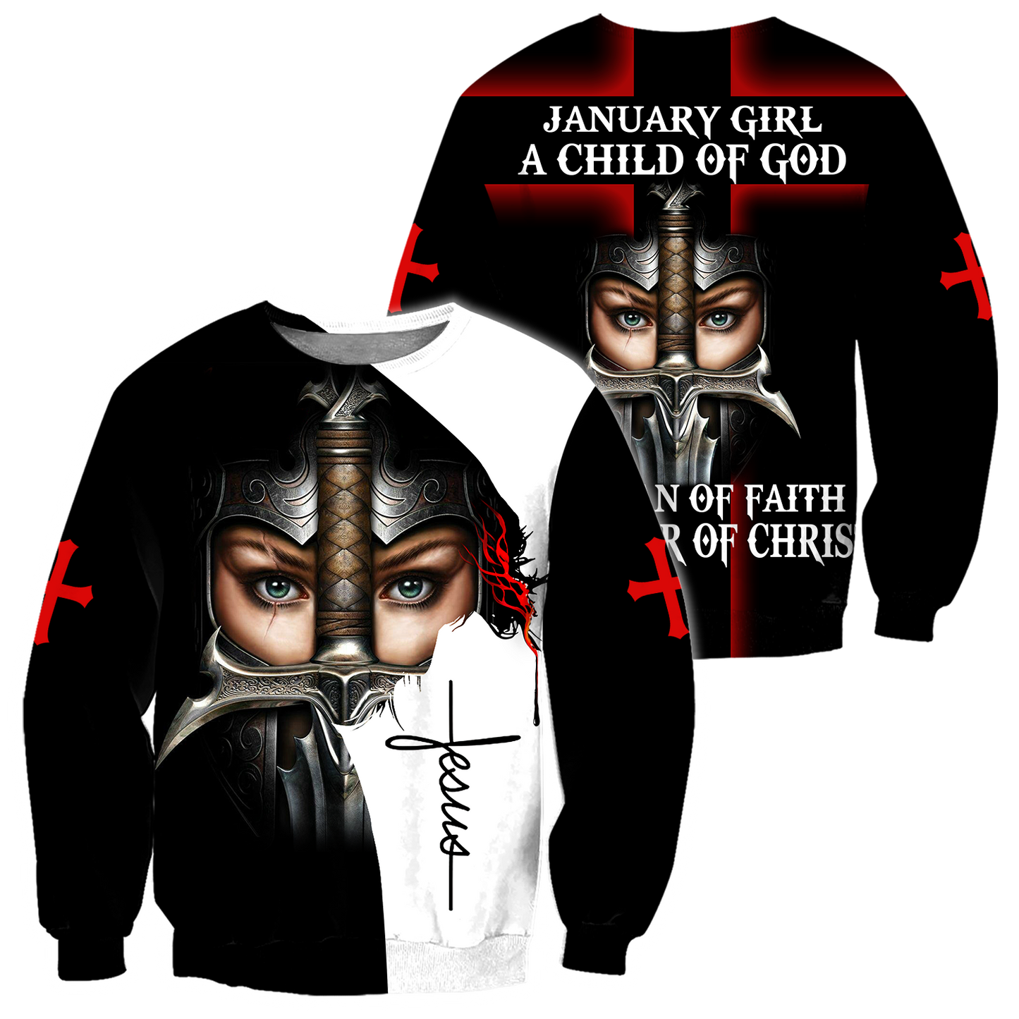January Girl - I Am A Daughter Of God 3D All Over Printed Shirts For Men and Women TA040205S1-Apparel-TA-Sweatshirts-S-Vibe Cosy™
