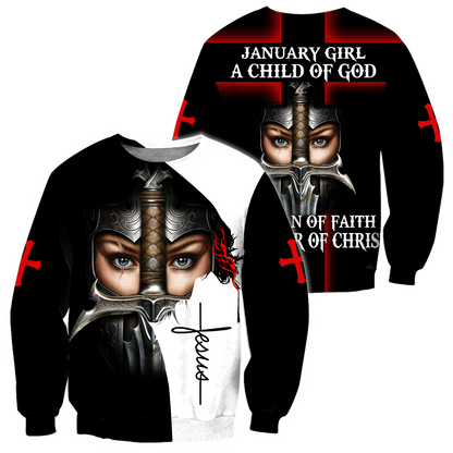 January Girl - I Am A Daughter Of God 3D All Over Printed Shirts For Men and Women TA040205S1-Apparel-TA-Sweatshirts-S-Vibe Cosy™
