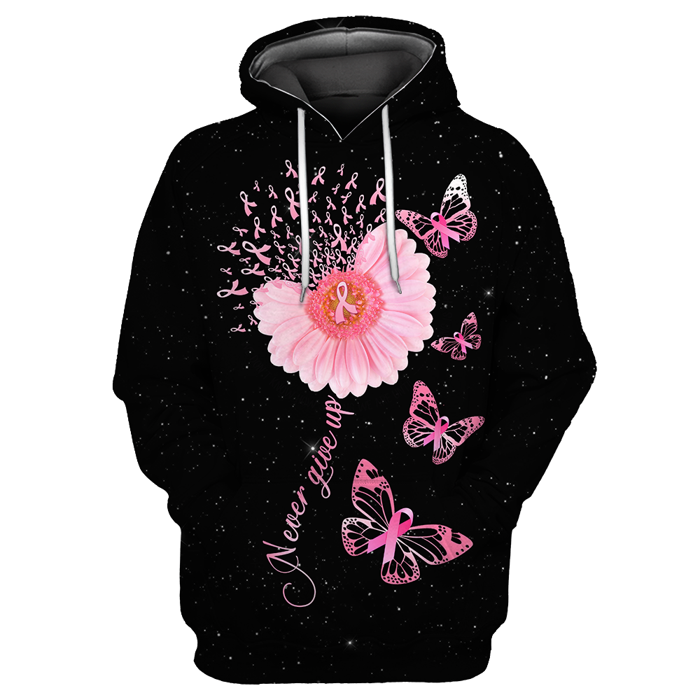 Breast Cancer-Never Give Up 3D All Over Printed Shirts For Men and Women DQB07212008-Apparel-TA-Hoodie-S-Vibe Cosy™
