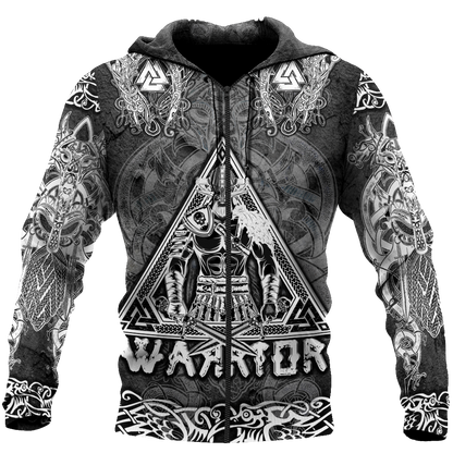 Viking Warriors tattoos 3D all over printed for man and women-Apparel-PL8386-Zipped Hoodie-S-Vibe Cosy™