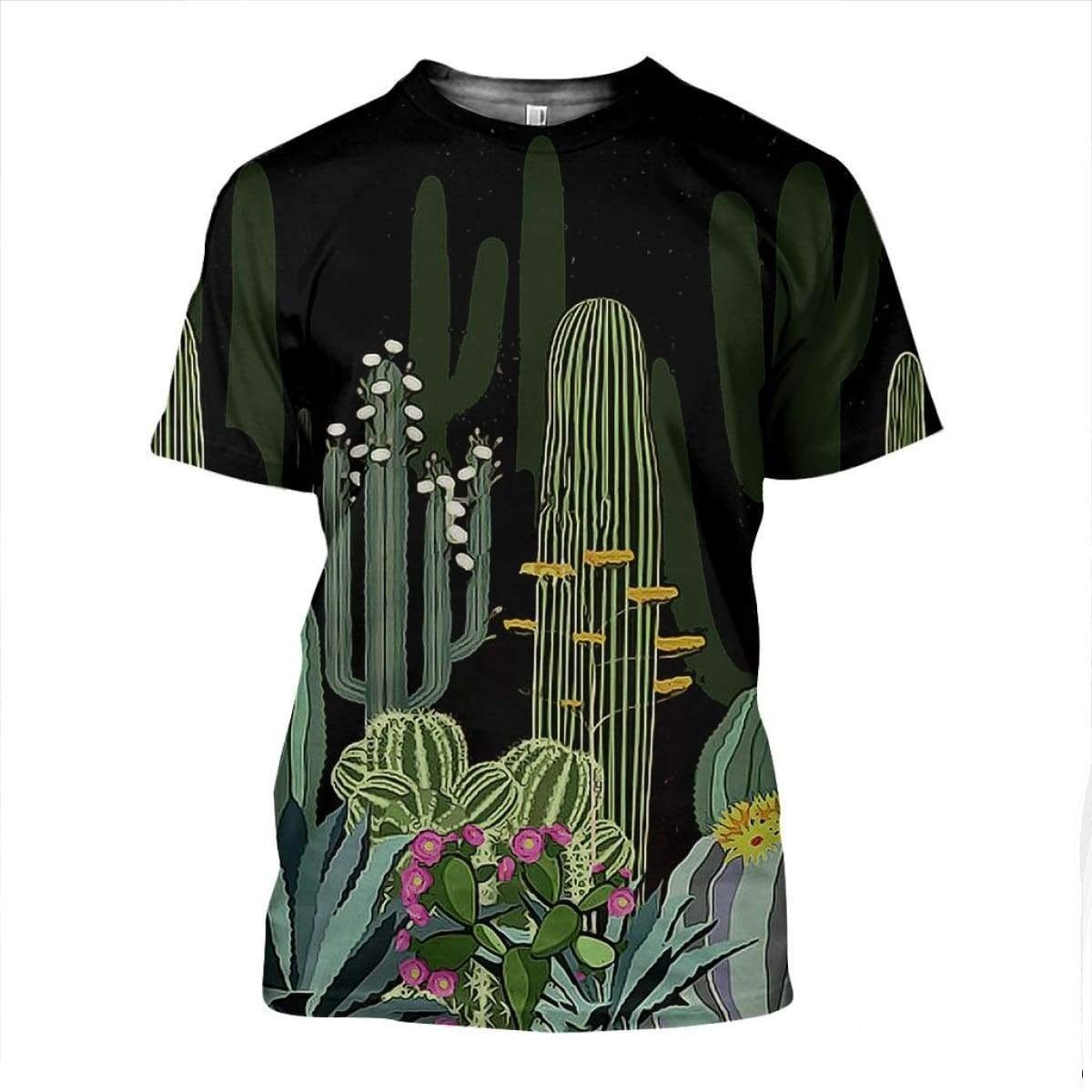 3D All Over Printed Black cactus Shirts-Apparel-NTH-T-Shirt-S-Vibe Cosy™
