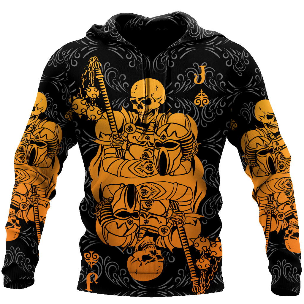 Samurai Skull Poker Over Printed Hoodie