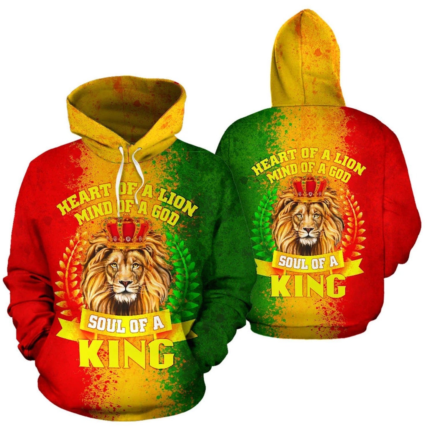 African Hoodie - Africa Soul Of A King-ALL OVER PRINT HOODIES-HPArt-Men-S-Red-Vibe Cosy™