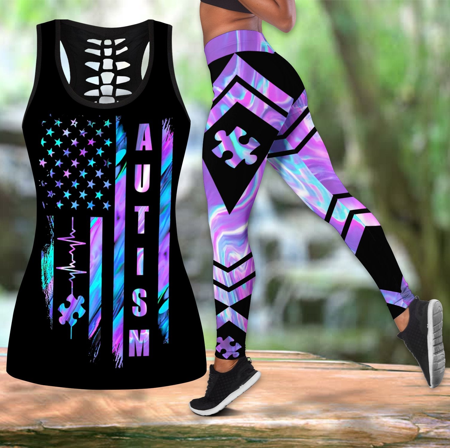 Autism Flag Autism Awearness Combo Tank + Legging QB06192001-Apparel-TA-S-S-Vibe Cosy™