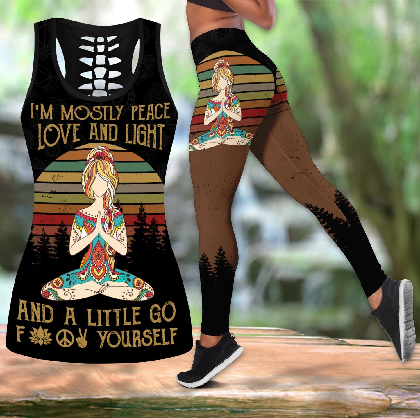 I'm Mostly Peace Love And Light - Yoga Combo Tank + Legging QB06202001-Apparel-TA-S-S-Vibe Cosy™
