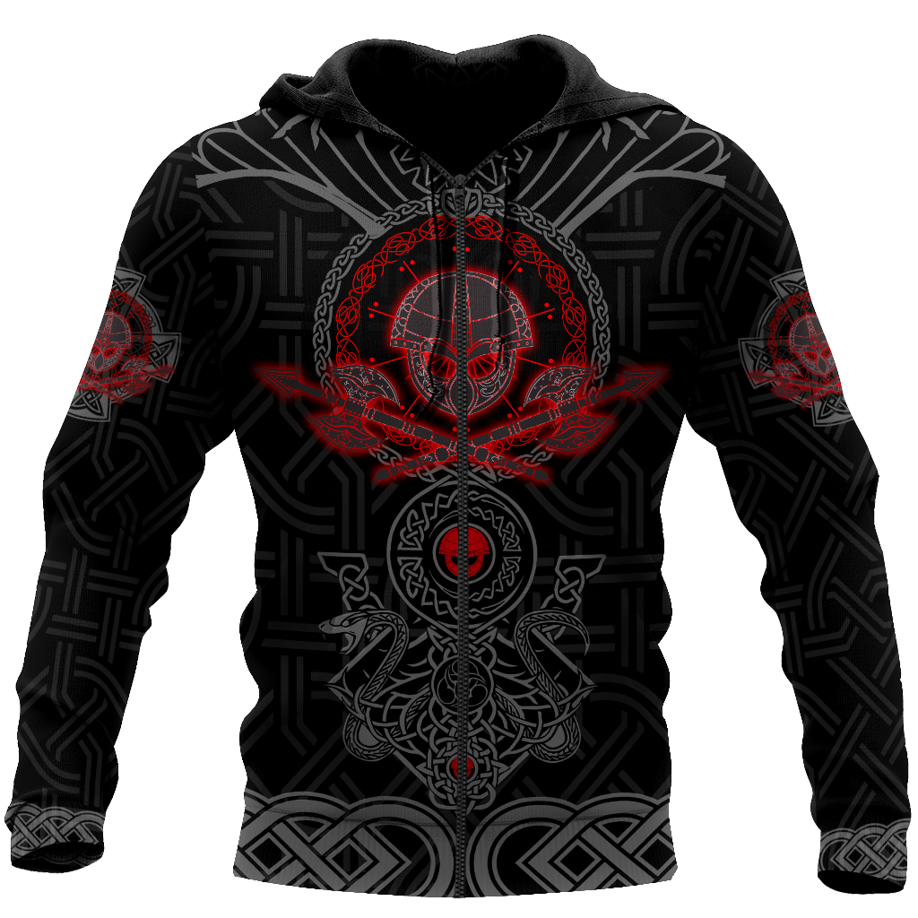 Love Viking Warriors tattoos 3D all over printed for man and women HHT30062001-Apparel-PL8386-Zipped Hoodie-S-Vibe Cosy™