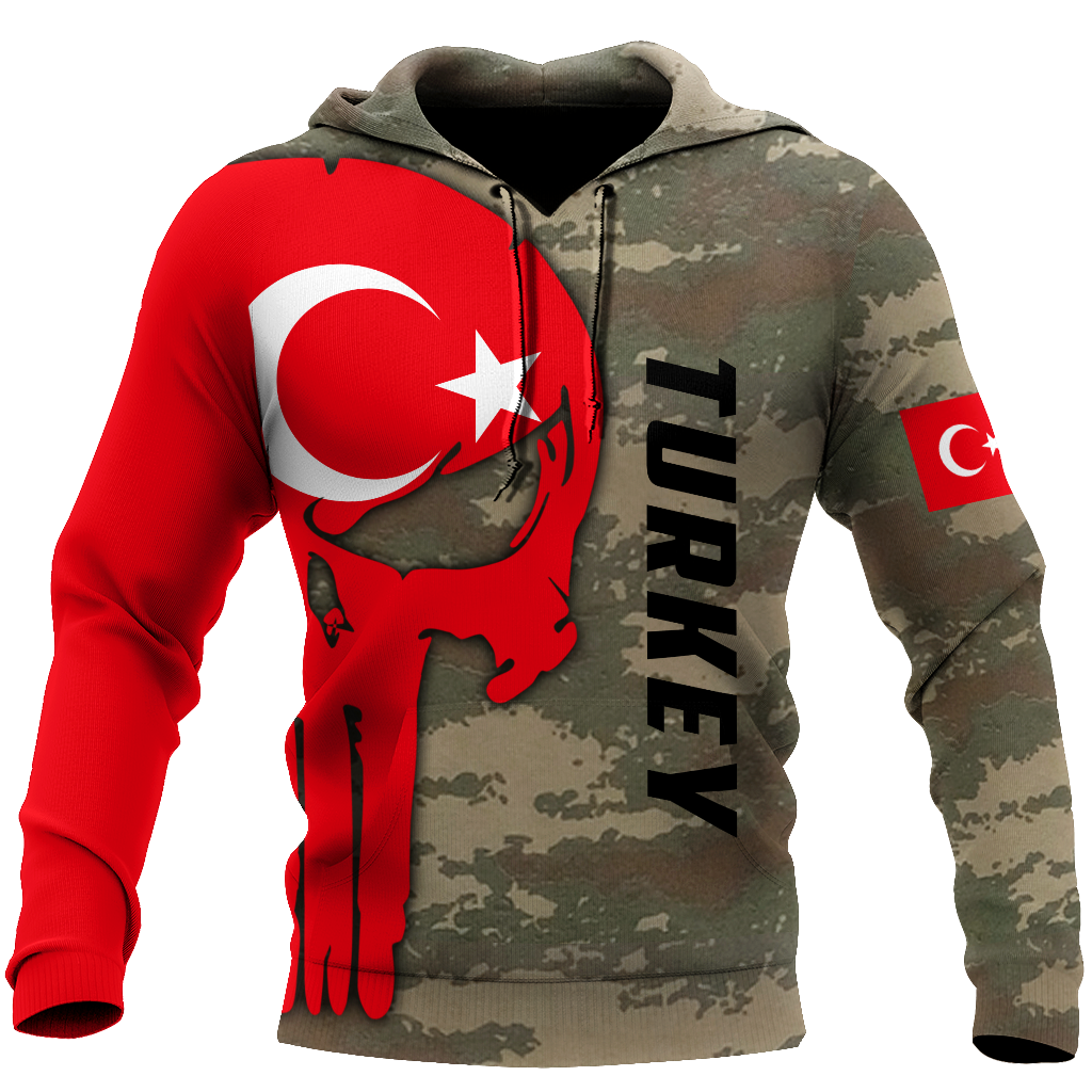 Turkey Skull Flag Camo Style 3D All Over Printed Hoodie Shirt Limited by SUN QB06232006-Apparel-SUN-Hoodie-S-Vibe Cosy™