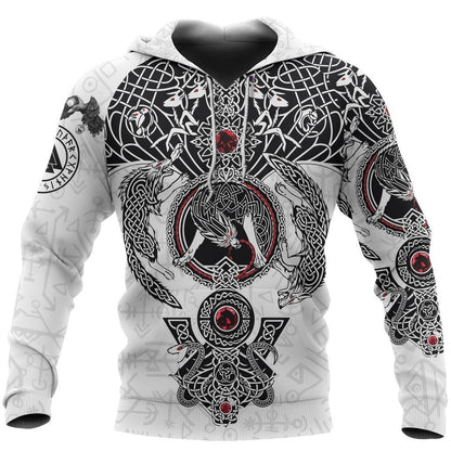 Fenrir Wolf White Hoodie-Apparel-HP Arts-Hoodie-S-Vibe Cosy™