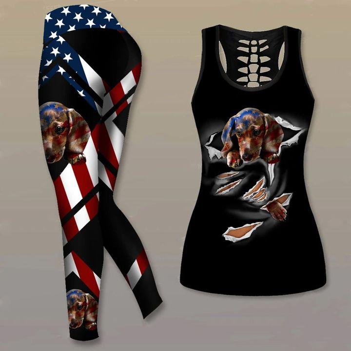 Dachshund dog Combo Tank + Legging TA032021-Apparel-TA-S-S-Vibe Cosy™