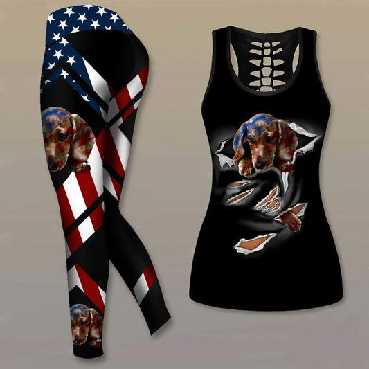 Dachshund dog Combo Tank + Legging TA032021-Apparel-TA-S-S-Vibe Cosy™