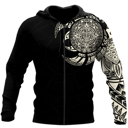 Aztec Mayan Tatoo 3D All Over Printed Shirts For Men and Women DQB07092001-Apparel-TA-Zipped Hoodie-S-Vibe Cosy™