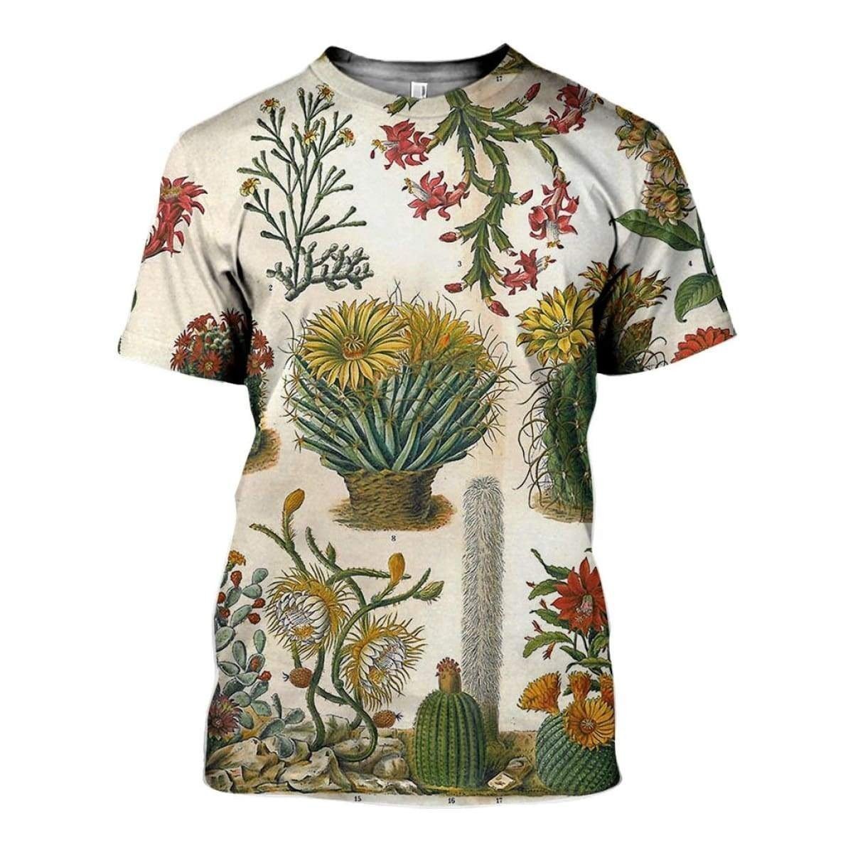 3D All Over Printed Flower cactus Shirts-Apparel-NTH-T-Shirt-S-Vibe Cosy™