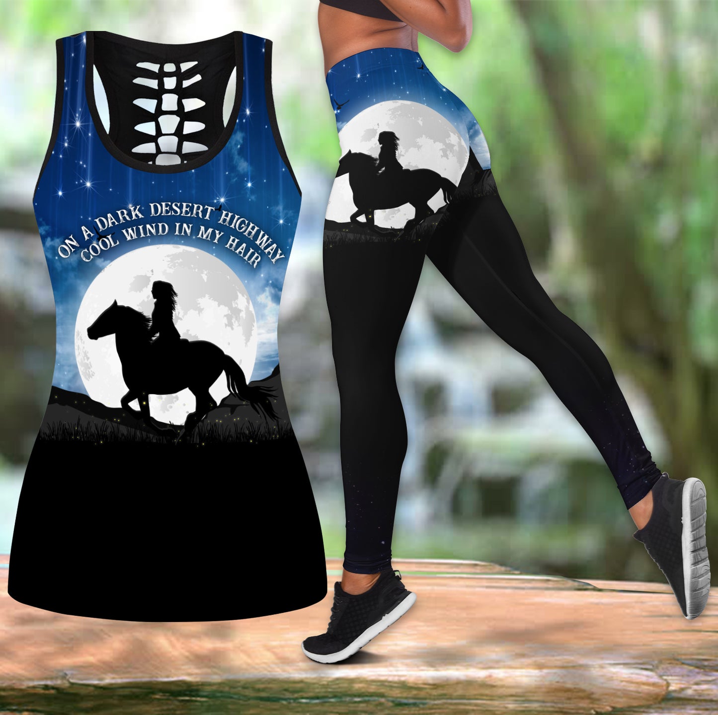 On A Dark Desert Highway Horseback Riding Combo Tank + Legging DQB08132002