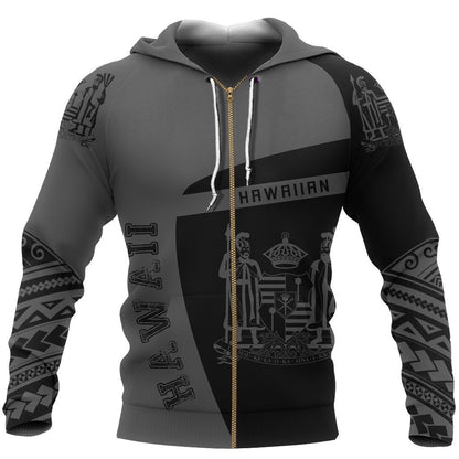 Hawaii King Coat Of Arms Polynesian Sport Hoodie - Premium Style J1-Apparel-Phaethon-Zipped Hoodie-S-Vibe Cosy™