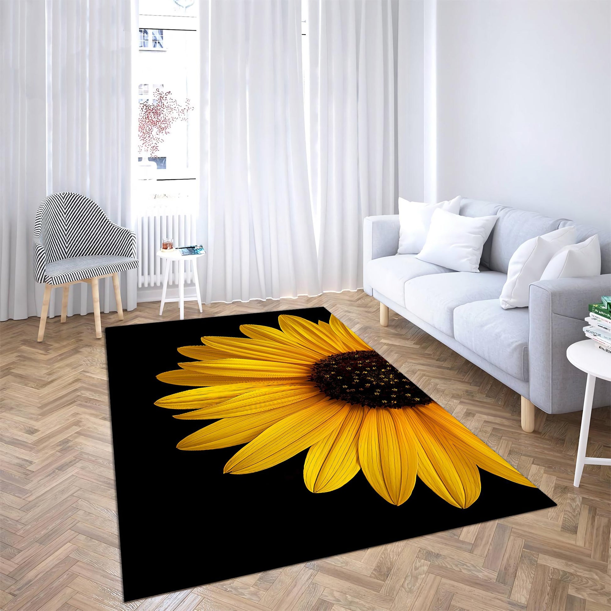 Sunflower In The Night Rug DQB07272002S-TQH-Rug-TQH-S (3'x5')-Vibe Cosy™