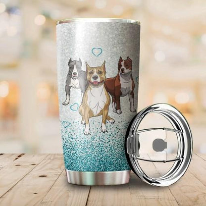 Copy of Custom Name – Girl Who Loves Pitbull Shepherd 3D Tumbler Cup