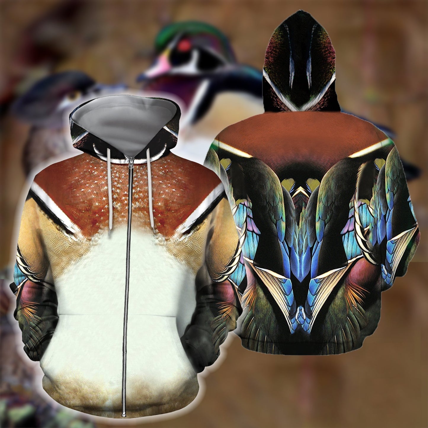 Wood Duck Cover 3D All Over Printed Shirts-Apparel-HP Arts-ZIPPED HOODIE-S-Vibe Cosy™