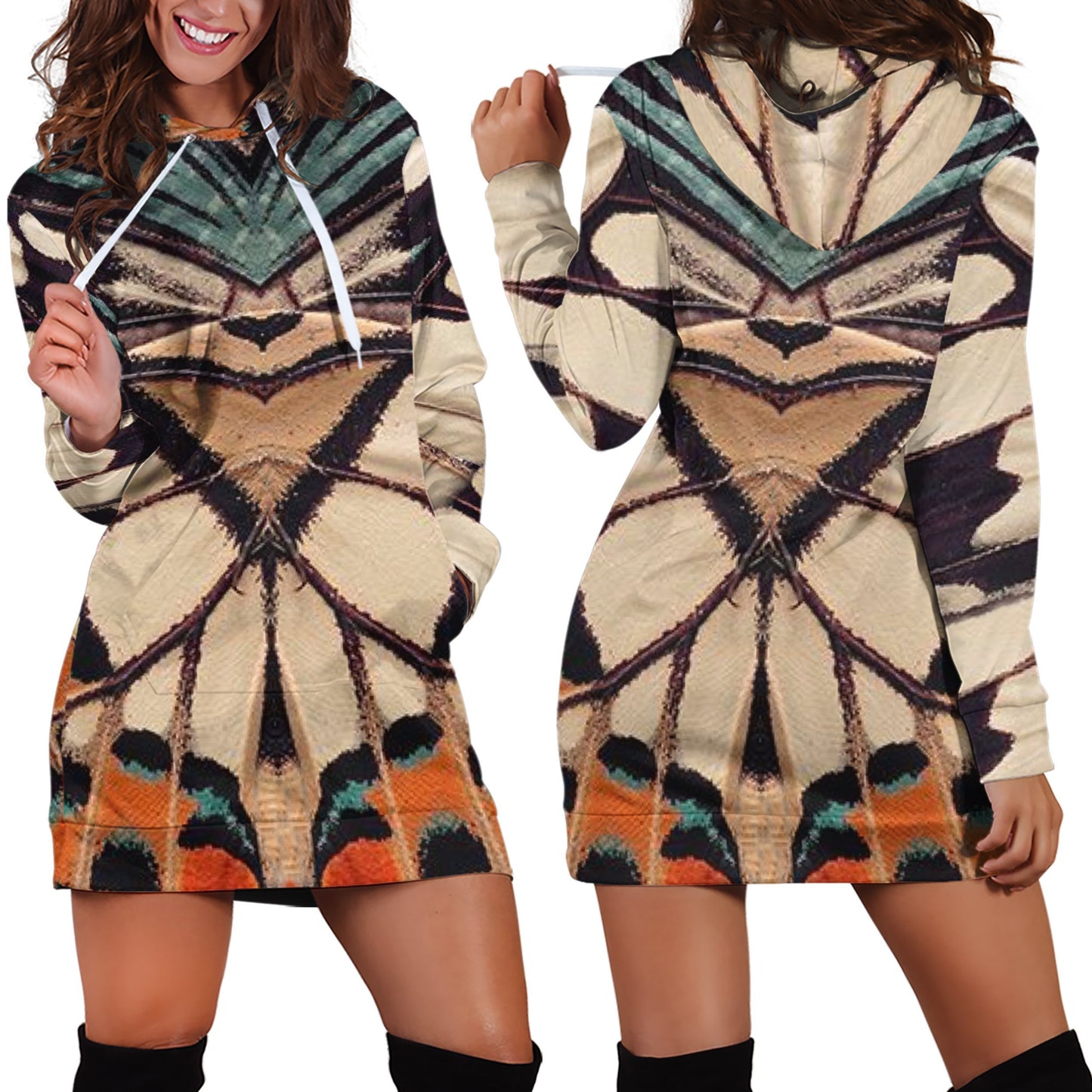 3D All Over Butterflies Hoodie Dress Leggings Blanket-Apparel-Khanh Arts-Hoodie Dress-S-Vibe Cosy™