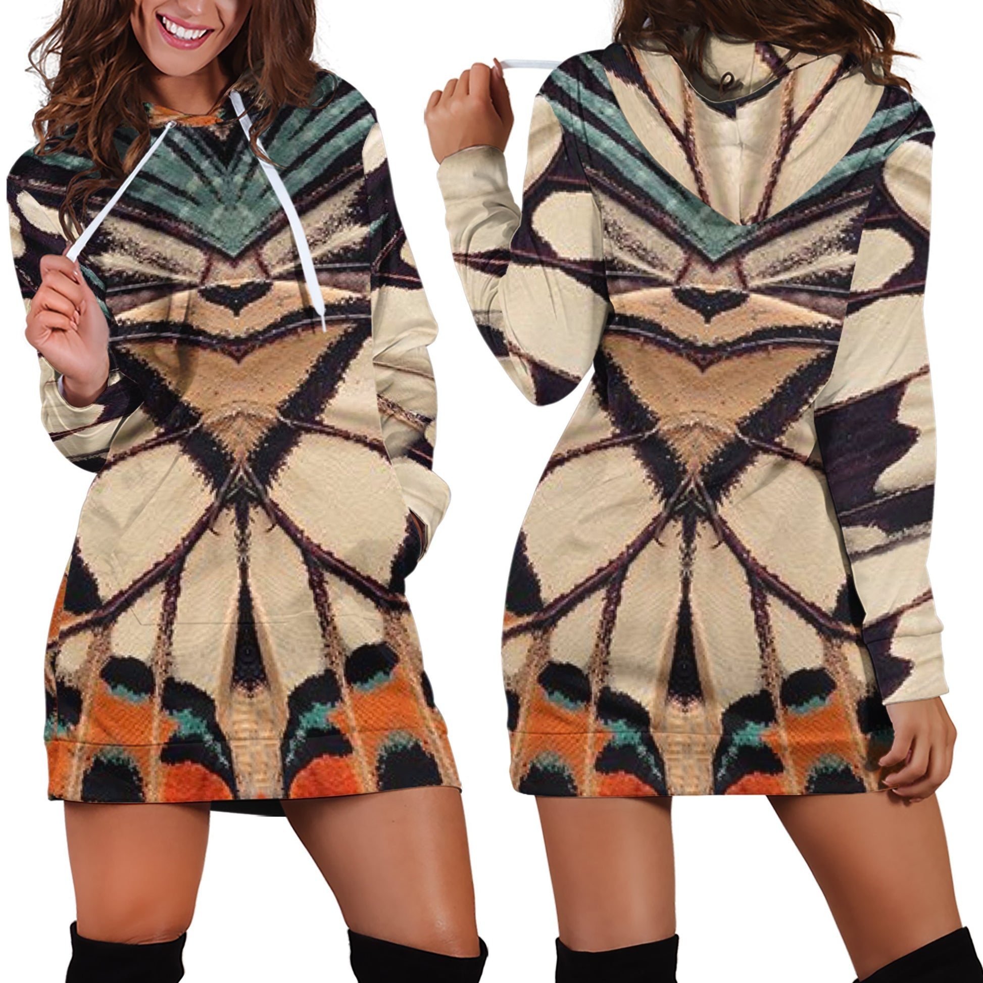 3D All Over Butterflies Hoodie Dress Leggings Blanket-Apparel-Khanh Arts-Hoodie Dress-S-Vibe Cosy™