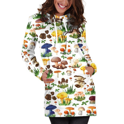 All Over Printing Many Mushroom Hoodie Dress-Apparel-Phaethon-Hoodie Dress-S-Vibe Cosy™