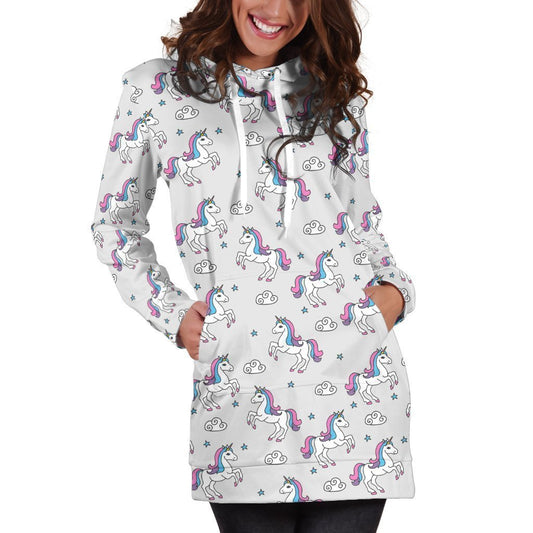 3D All Over Cute Unicorn And Rainbow Hoodie Dress-Apparel-Phaethon-Hoodie Dress-S-Vibe Cosy™
