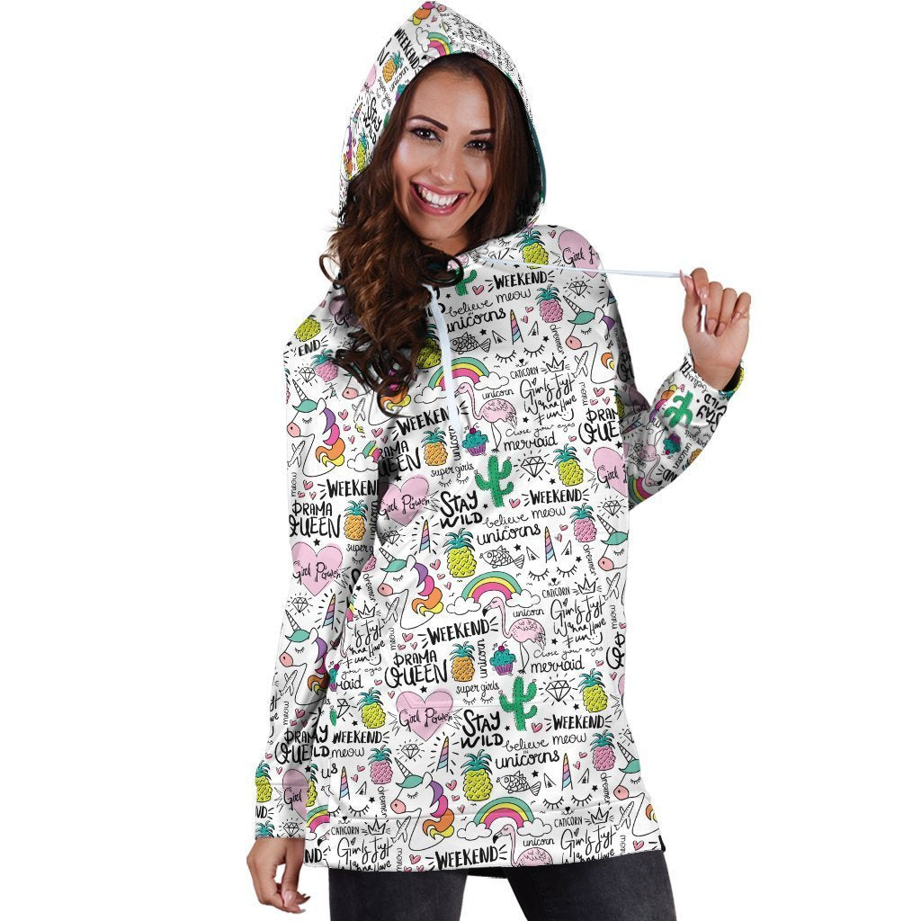 3D All Over Unicorn And Prama Queen Hoodie Dress-Apparel-Phaethon-Hoodie Dress-S-Vibe Cosy™