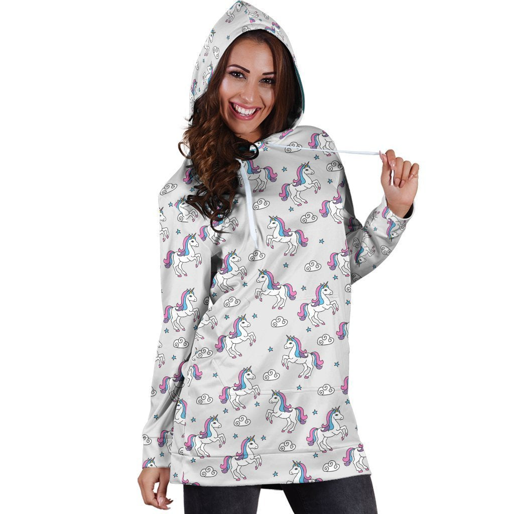 3D All Over Cute Unicorn And Rainbow Hoodie Dress-Apparel-Phaethon-Hoodie Dress-S-Vibe Cosy™