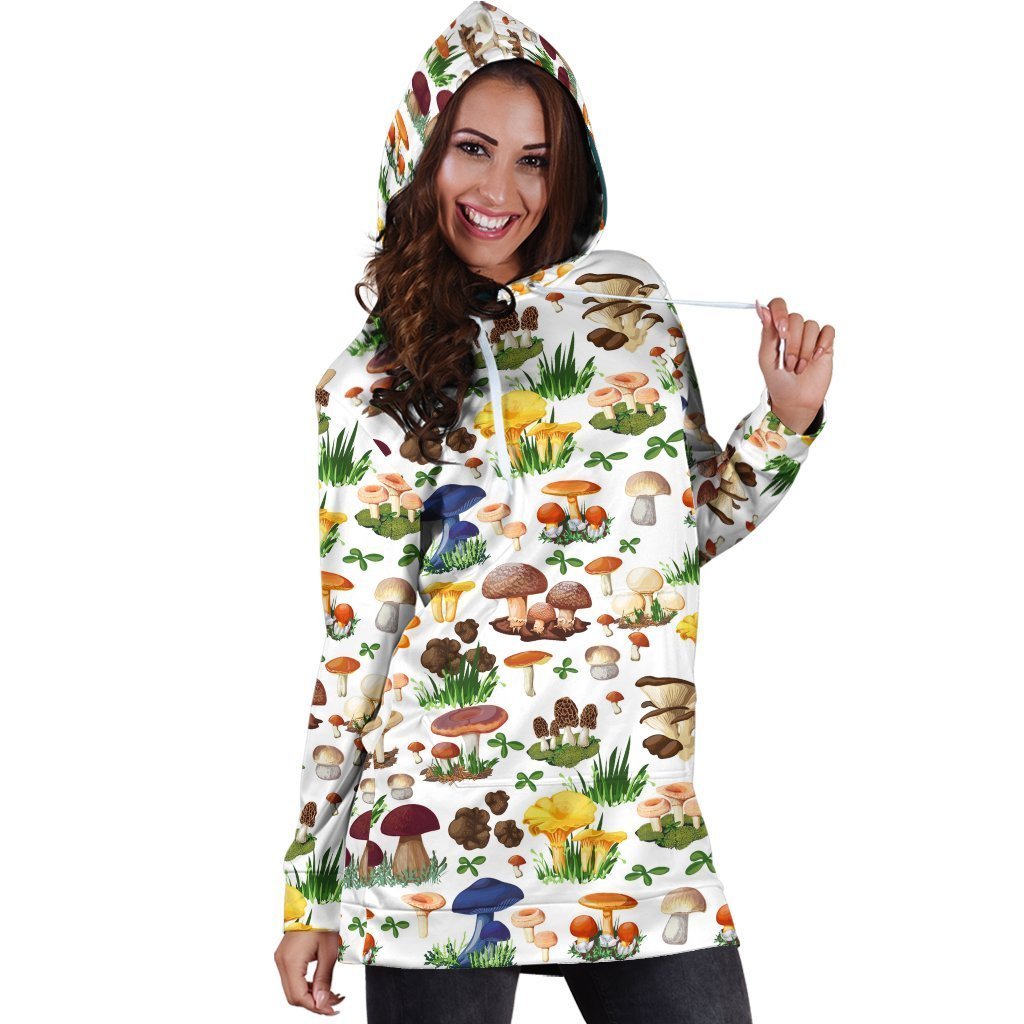 All Over Printing Many Mushroom Hoodie Dress-Apparel-Phaethon-Hoodie Dress-S-Vibe Cosy™