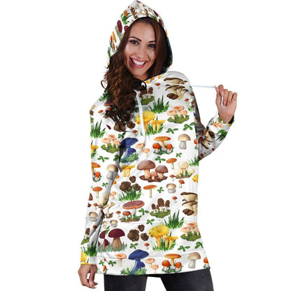 All Over Printing Many Mushroom Hoodie Dress-Apparel-Phaethon-Hoodie Dress-S-Vibe Cosy™