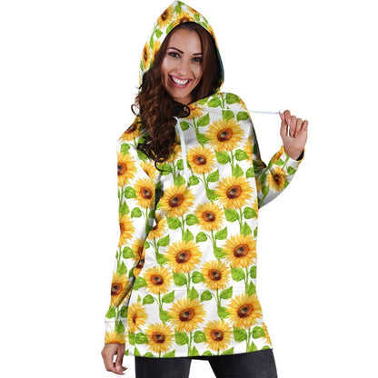 All Over Printing Beautiful Sunflowers Hoodie Dress-Apparel-Phaethon-Hoodie Dress-S-Vibe Cosy™