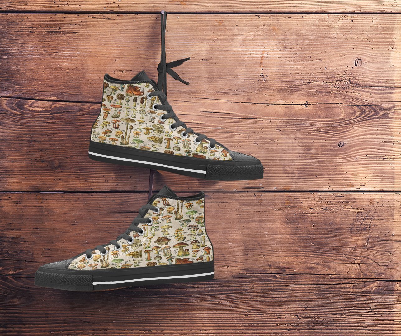 Champignons Shoes-HbArts-Womens High Top - Black - Champignon Shoes-US5.5 (EU36)-Vibe Cosy™