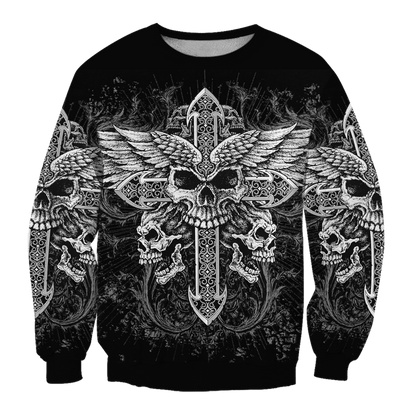 Cross Skull Tattoo Hoodie 3D All Over Printed Shirts AM092040-LAM