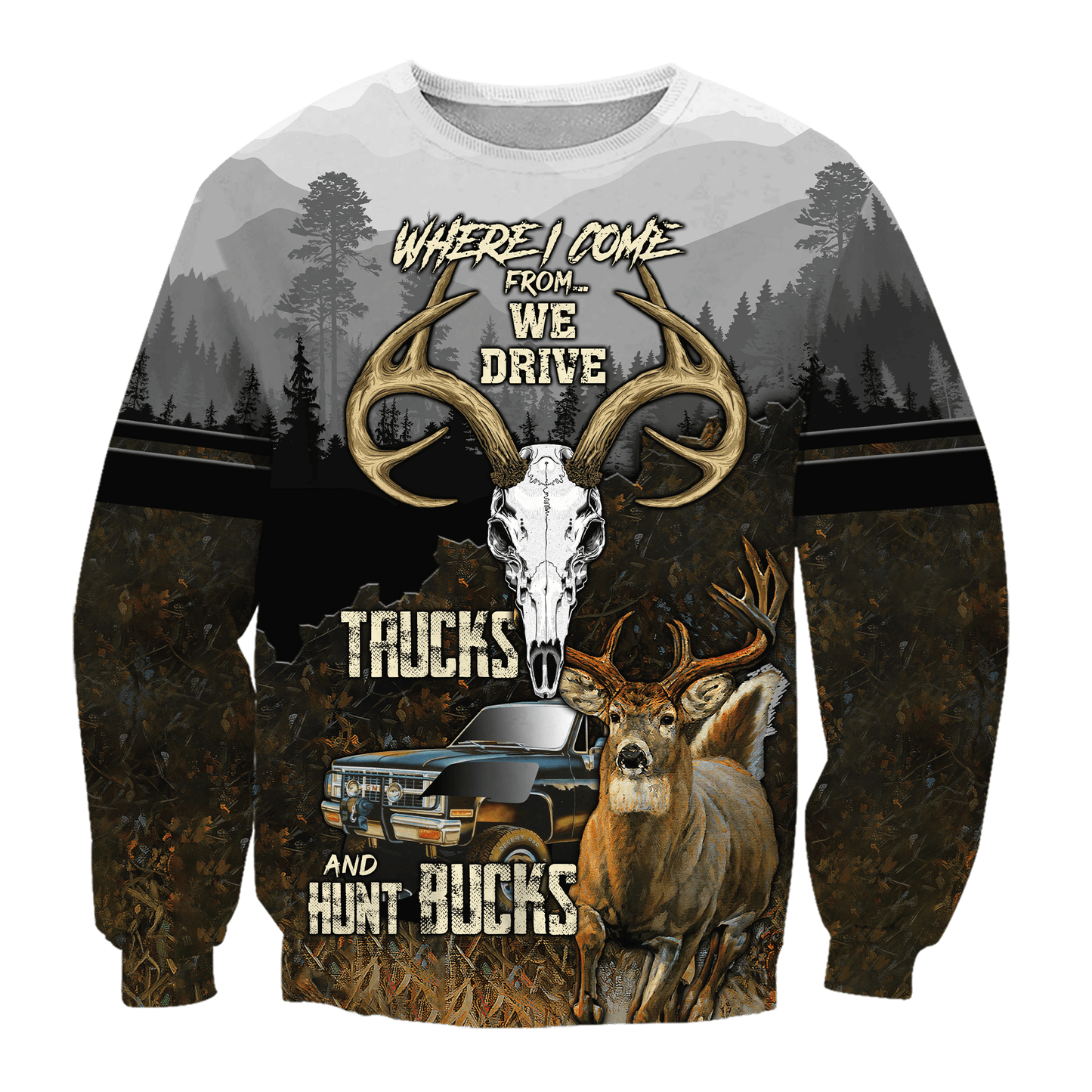 Hunting Bucks Driving Trucks 3D All Over Print Hoodie AM092058