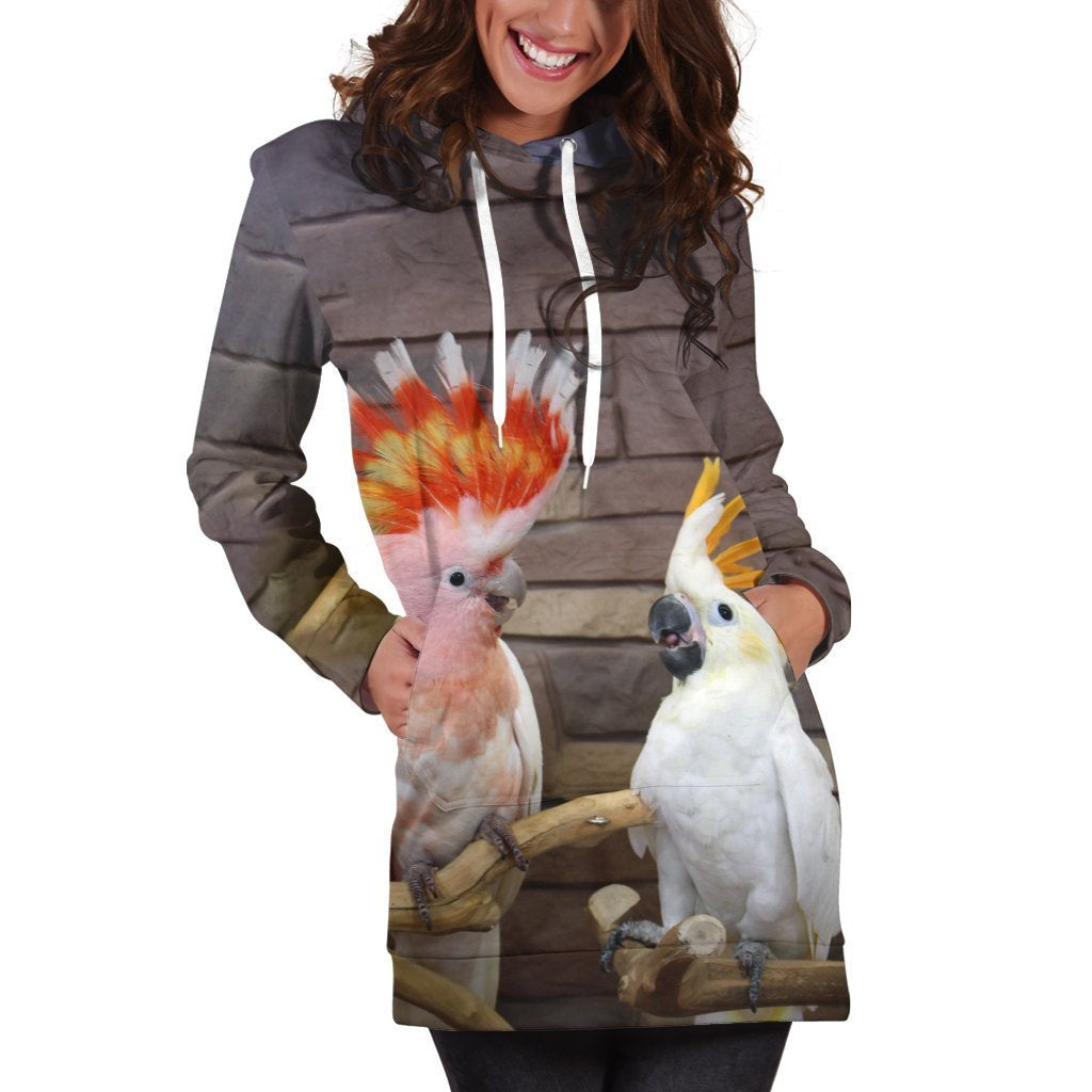 All Over Printed Parrots Hoodie Dress-Apparel-PHL-Hoodie Dress-S-Vibe Cosy™