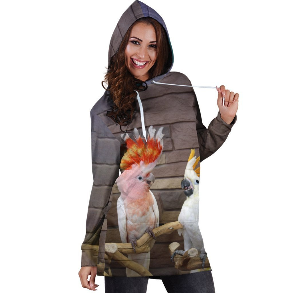 All Over Printed Parrots Hoodie Dress-Apparel-PHL-Hoodie Dress-S-Vibe Cosy™