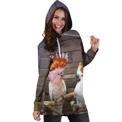 All Over Printed Parrots Hoodie Dress-Apparel-PHL-Hoodie Dress-S-Vibe Cosy™