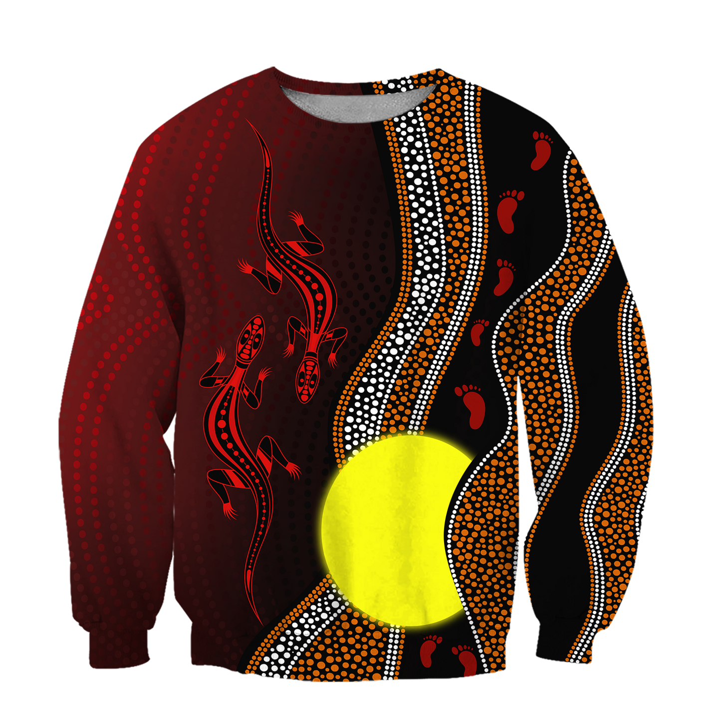 Aboriginal Flag Lizard Dot Painting Style 3D Hoodie Shirt For Men And Women