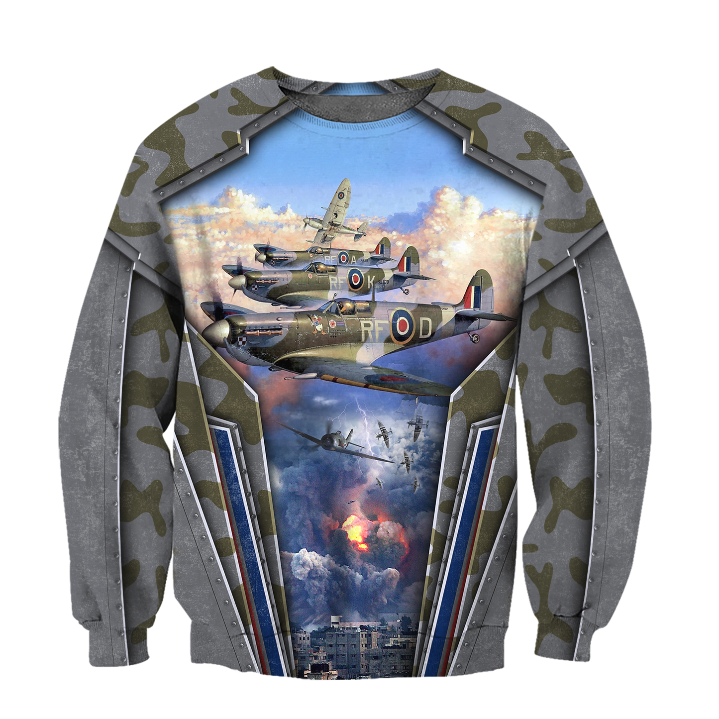 Air Force Aircraft Supermarine Spitfire 3D All Over Printed Shirts for Men and Women AM160102-Apparel-TT-Sweatshirts-S-Vibe Cosy™
