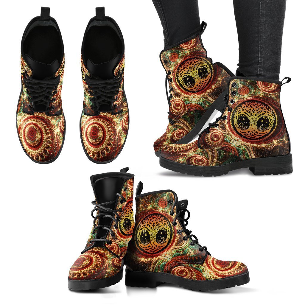 Celtic Tree Of Life Leather Boots For Men And Women TN