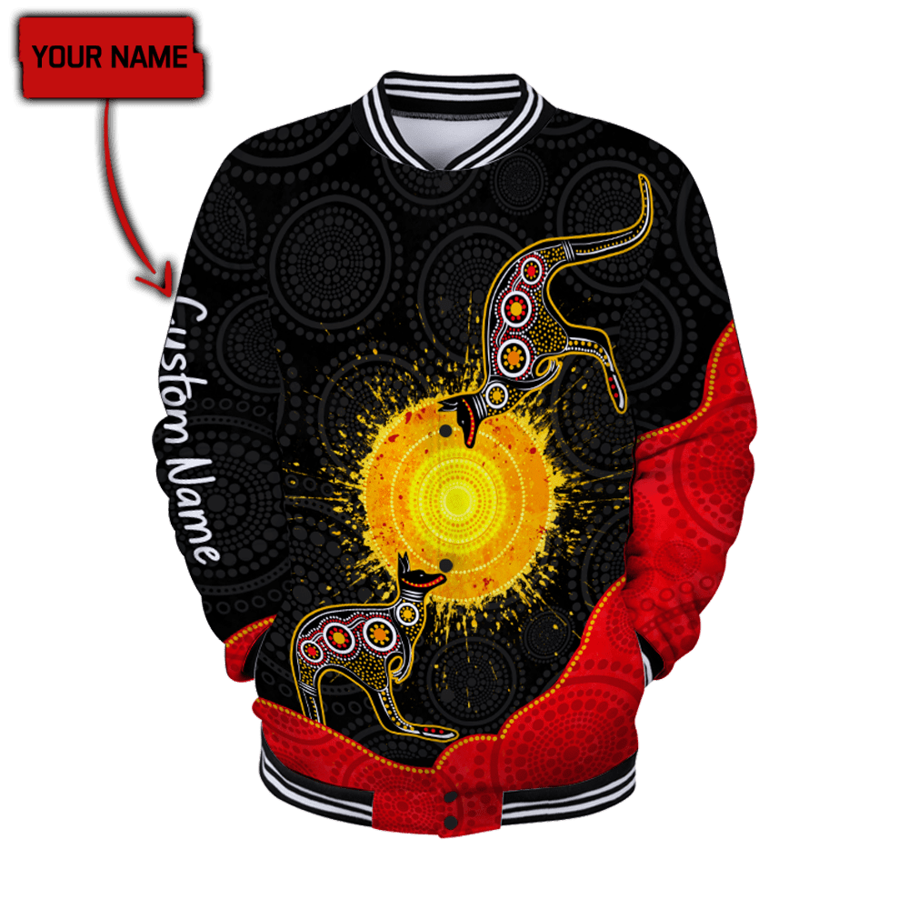 Custom name Aboriginal Flag Kangaroo Sunset Glow 3D Design shirts
