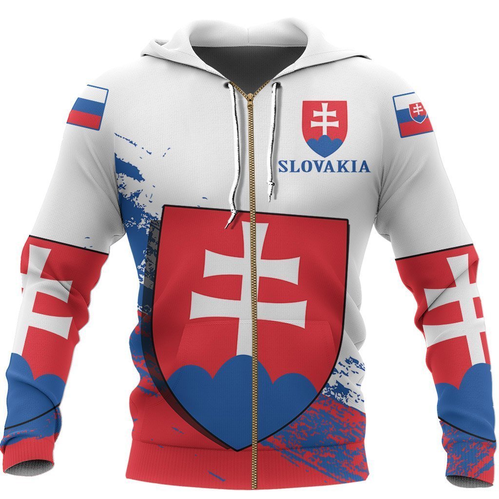Slovakia Special Zipper Hoodie A7-FULL ZIPPER HOODIES-e-joyer-Men-S-White-Vibe Cosy™