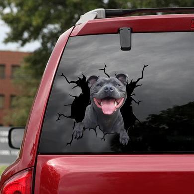 Staffordshire Bull Terrier Cracked Car Decal Sticker