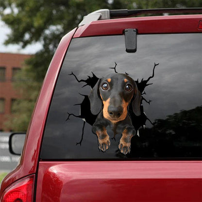 Dachshund Cracked Car Decal Sticker