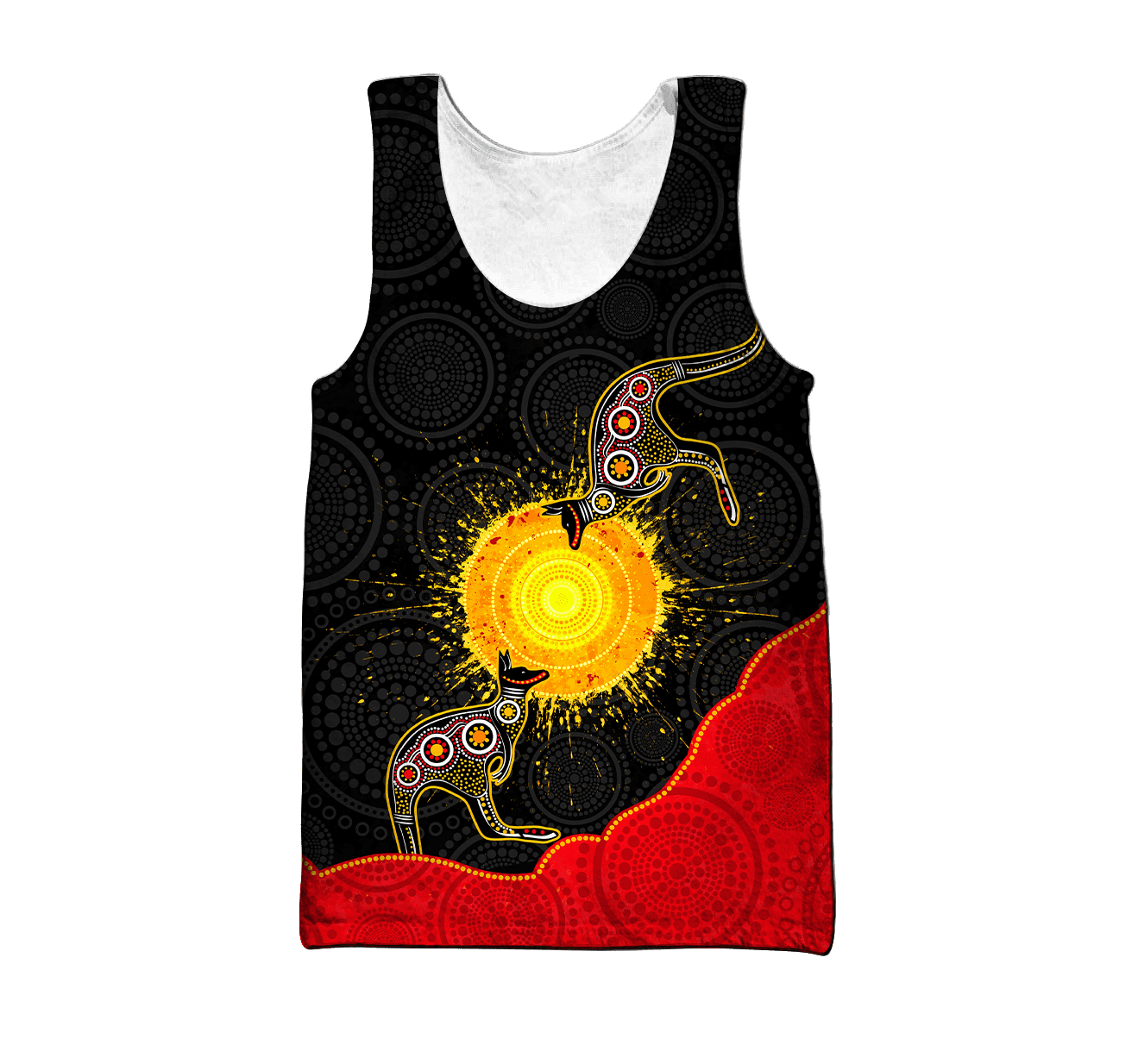 Custom name Aboriginal Flag Kangaroo Sunset Glow 3D Design shirts