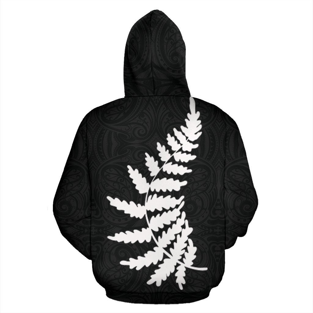 Aotearoa-New Zealand Hoodie Silver Fern Kiwi Patterns Maori PL-Apparel-PL8386-Hoodie-S-Vibe Cosy™