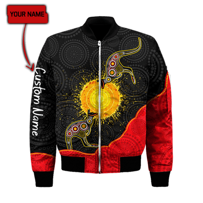 Custom name Aboriginal Flag Kangaroo Sunset Glow 3D Design shirts