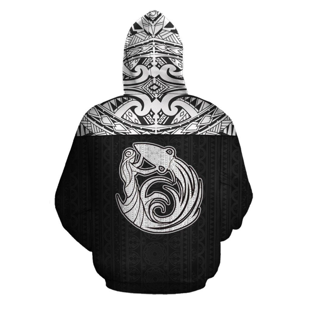 Aquarius Zodiac - Poly All Over Hoodie Black Version NTH140846-Apparel-NTH-Hoodie-S-Vibe Cosy™
