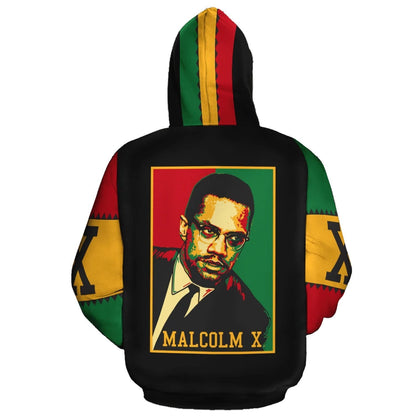 African Zip-Up Hoodie - Malcolm X Retro-ALL OVER PRINT ZIP HOODIES (A)-HPArt-Women-XS-Black-Vibe Cosy™