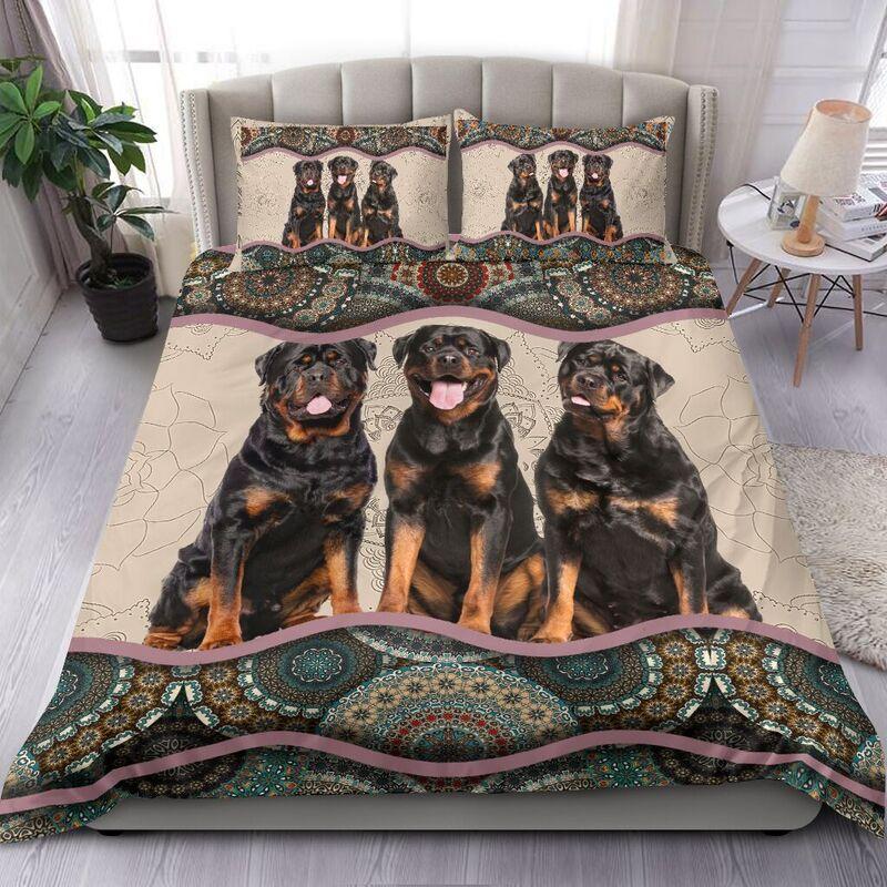 Rottweler Boho Pattern 3D printed Bedding set